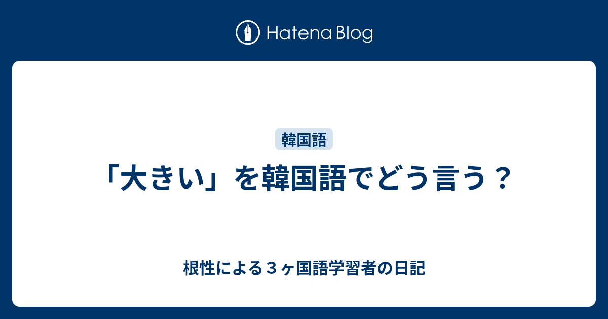 大きい を韓国語でどう言う 根性による３ヶ国語学習者の日記