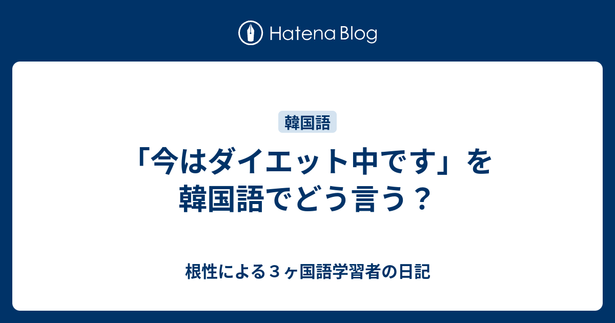 今はダイエット中です を韓国語でどう言う 根性による３ヶ国語学習者の日記