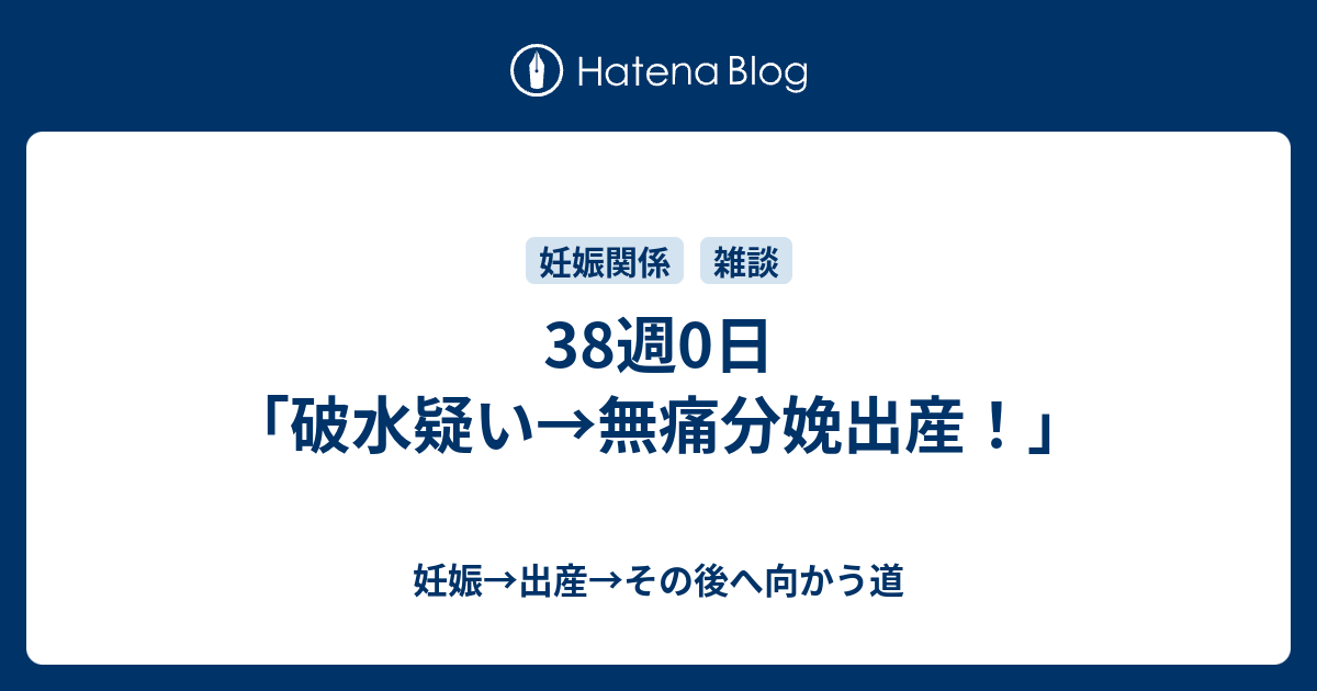 38週0日 破水疑い 無痛分娩出産 妊娠 出産 その後へ向かう道