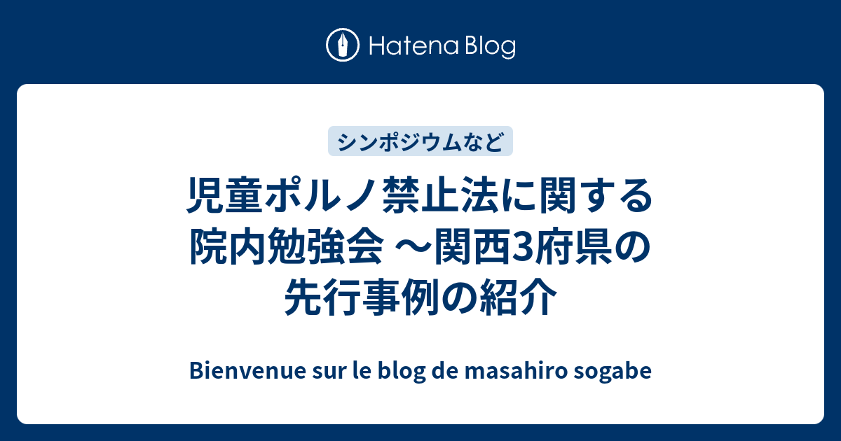 児童ポルノ禁止法に関する院内勉強会 ～関西3府県の先行事例の紹介 Bienvenue Sur Le Blog De Masahiro Sogabe