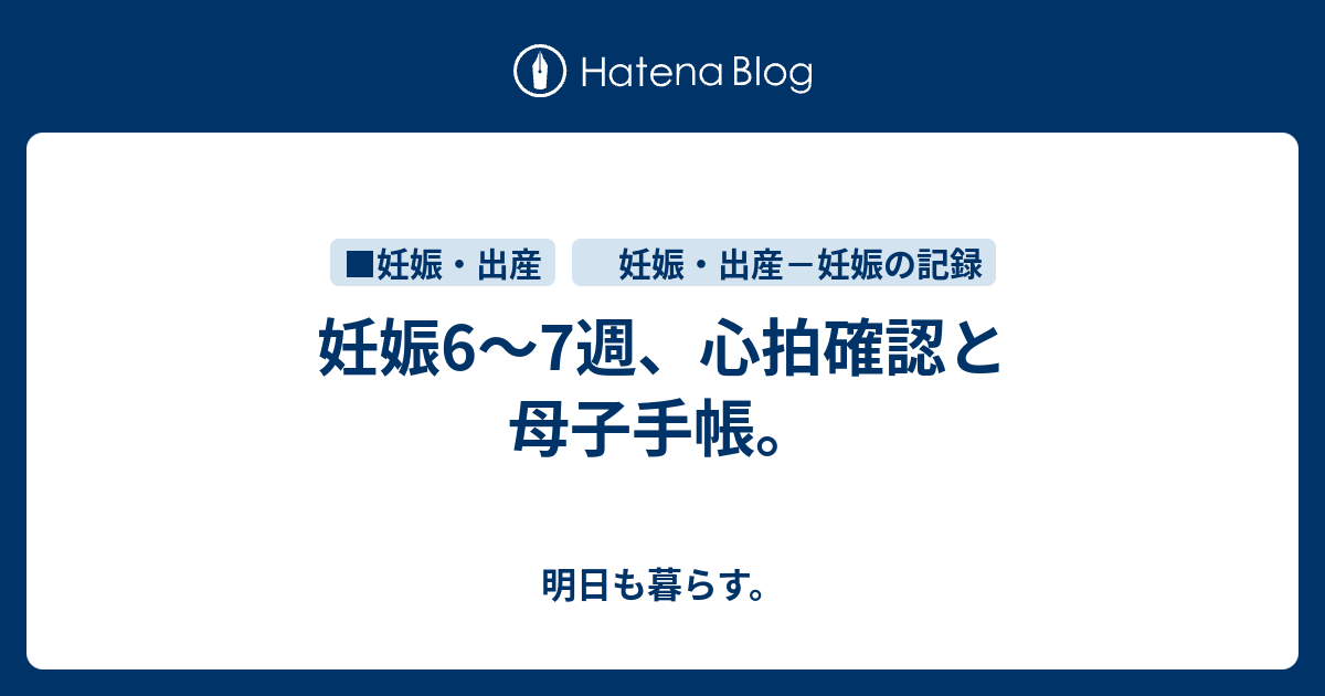 妊娠6 7週 心拍確認と母子手帳 明日も暮らす