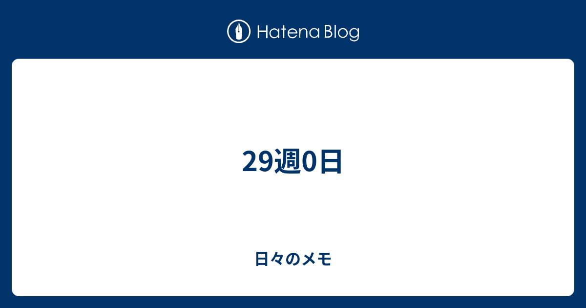29週0日 日々のメモ