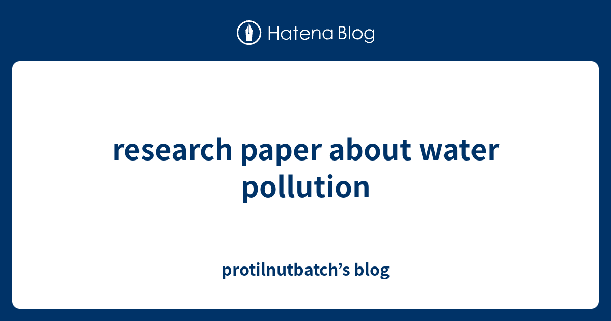 water pollution research papers