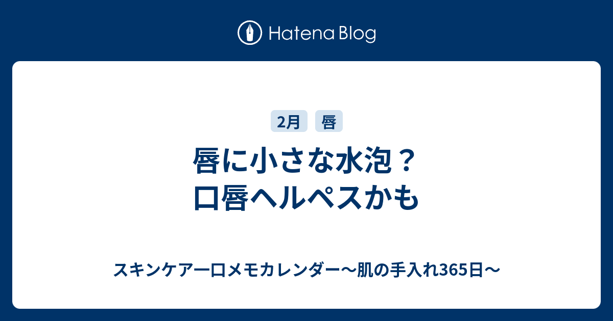 唇に小さな水泡 口唇ヘルペスかも スキンケア一口メモカレンダー 肌の手入れ365日