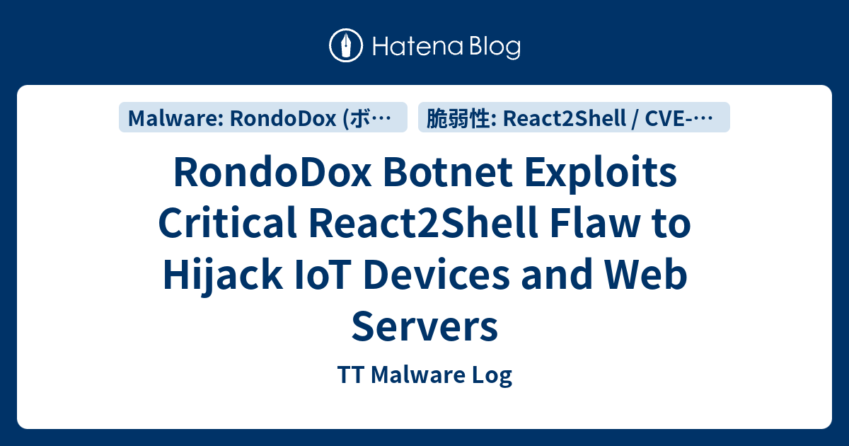 RondoDox Botnet Exploits Critical React2Shell Flaw to Hijack IoT ...