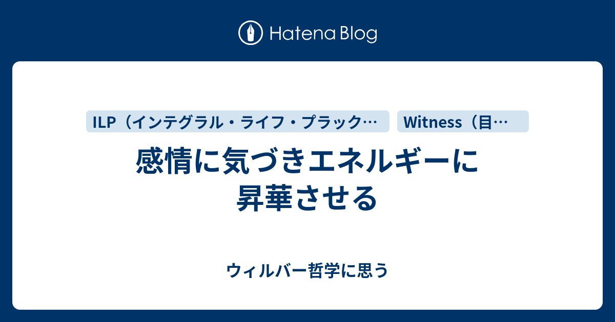 感情に気づきエネルギーに昇華させる ウィルバー哲学に思う