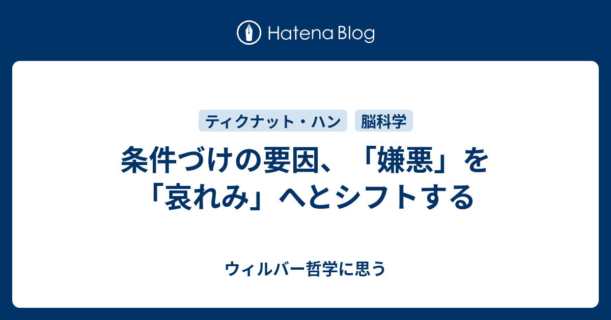 条件づけの要因 嫌悪 を 哀れみ へとシフトする ウィルバー哲学に思う