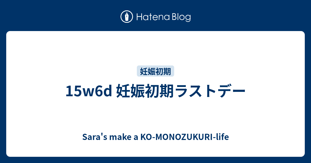 15w6d 妊娠初期ラストデー Sara S Make A Ko Monozukuri Life