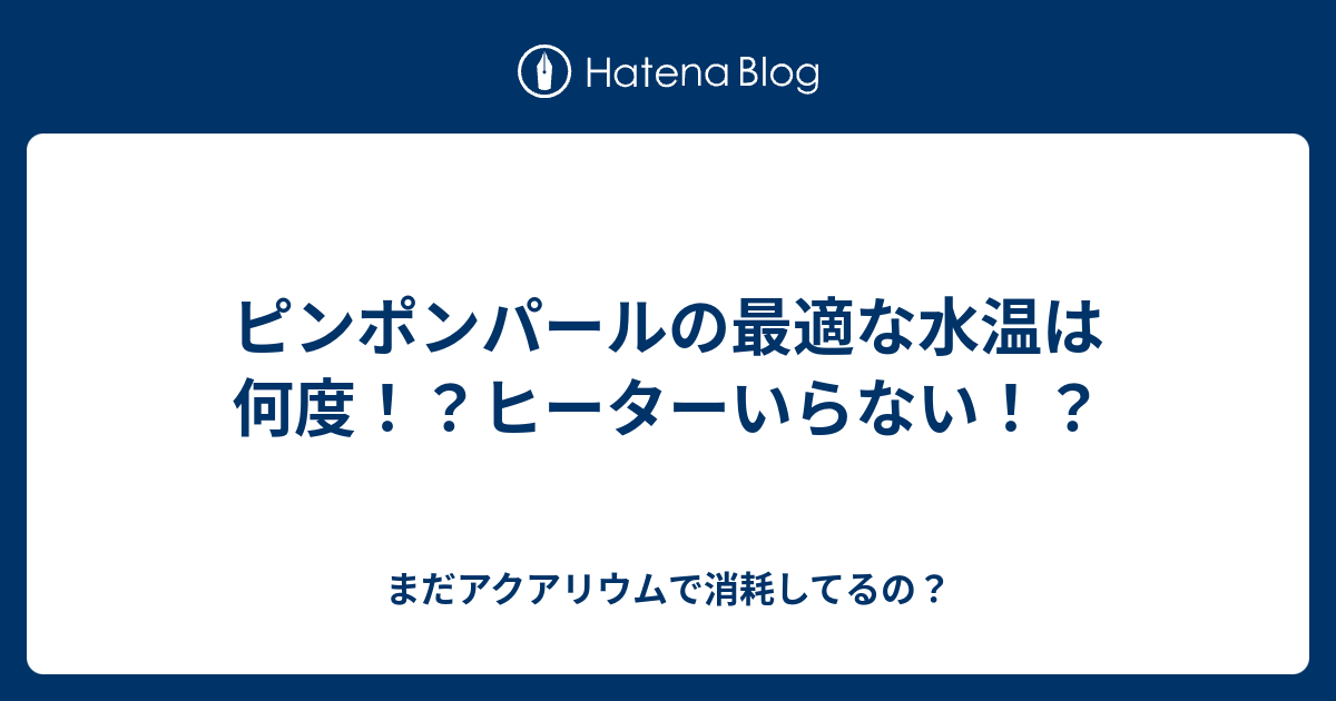 ピンポンパールの最適な水温は何度 ヒーターいらない まだアクアリウムで消耗してるの