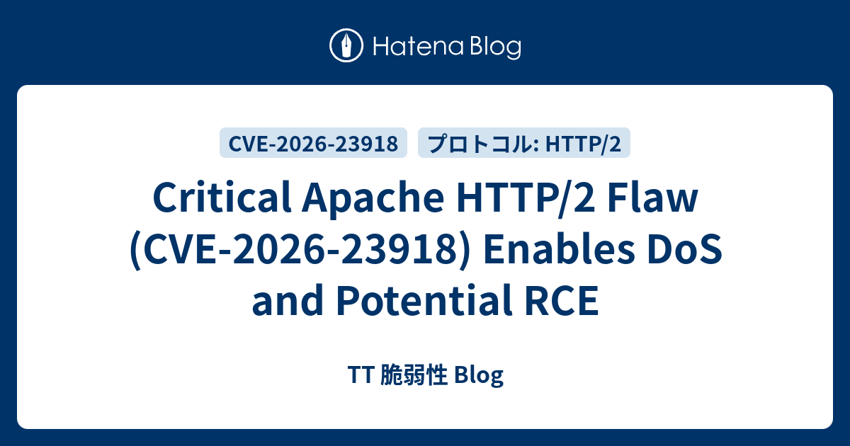 Critical Apache HTTP/2 Flaw (CVE-2026-23918) Enables DoS and Potential ...