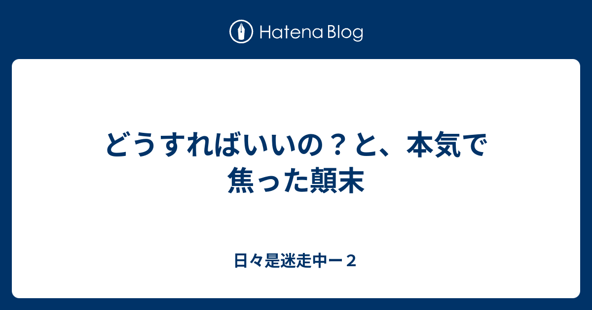 どうすればいいの？と、本気で焦った顛末 - 日々是迷走中ー２