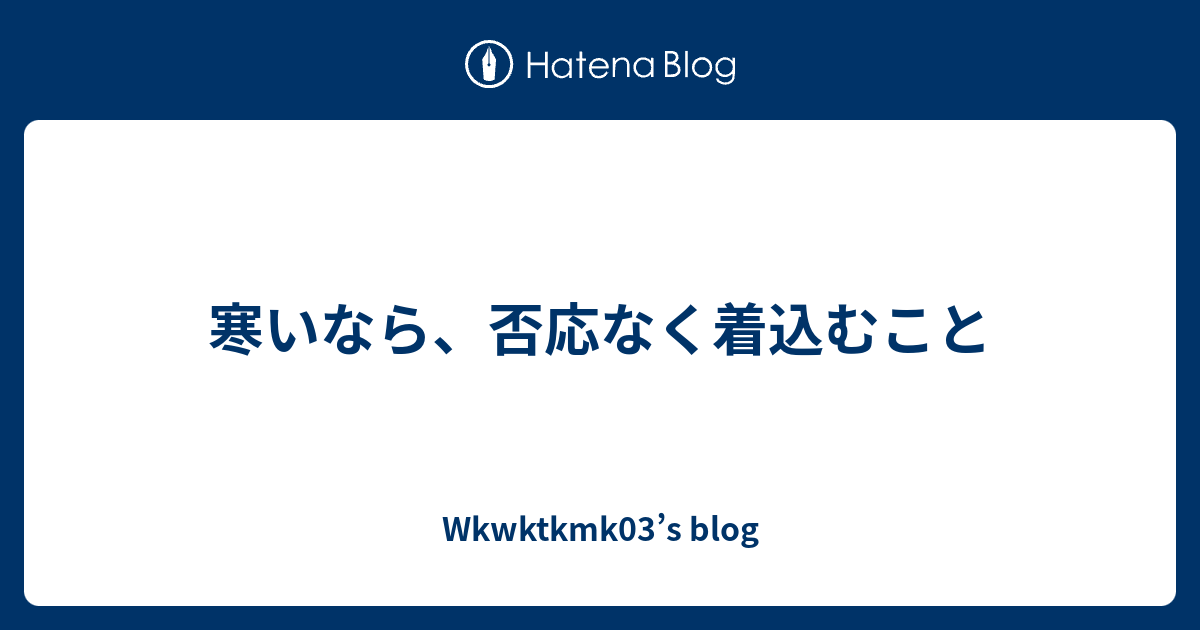 寒いなら、否応なく着込むこと - Wkwktkmk03’s blog