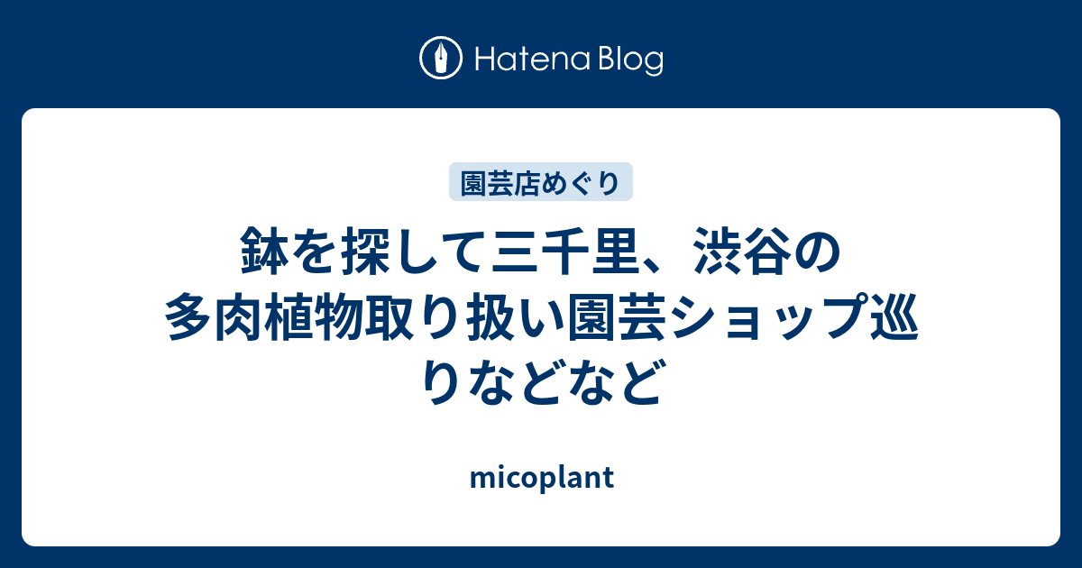 鉢を探して三千里 渋谷の多肉植物取り扱い園芸ショップ巡りなどなど Micoplant