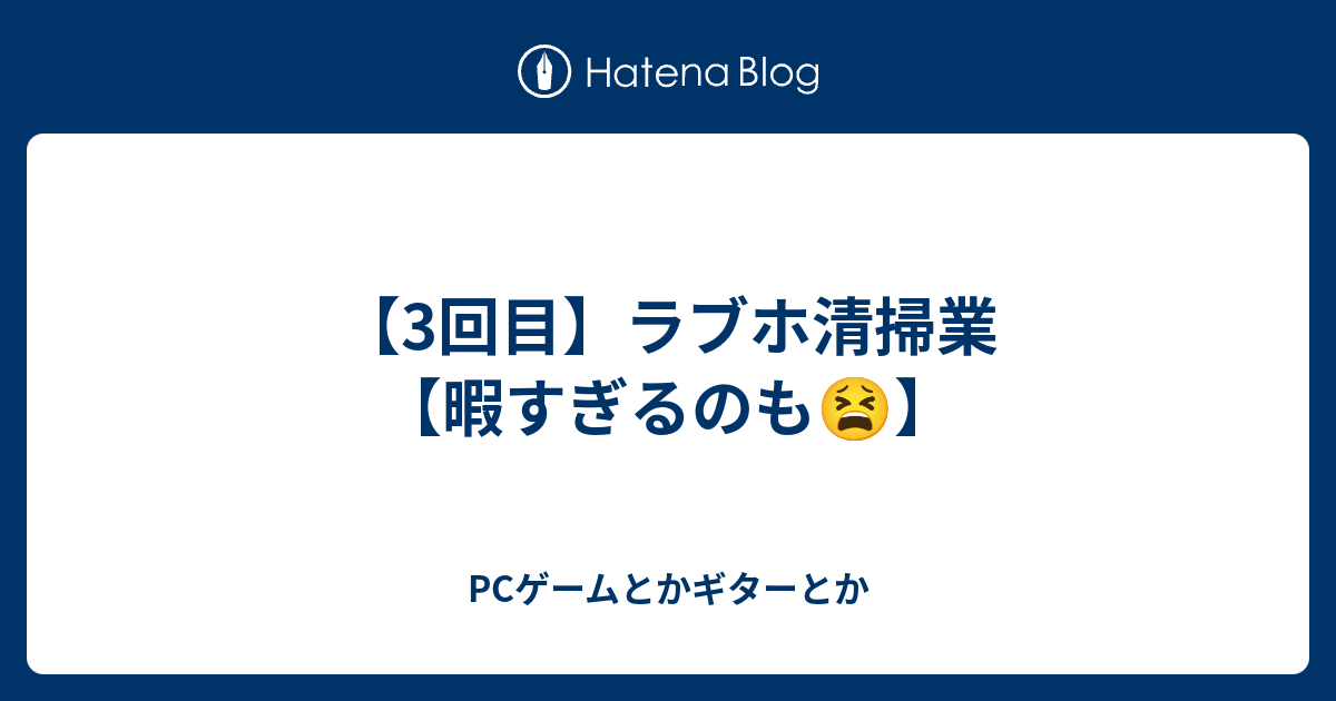 3回目 ラブホ清掃業 暇すぎるのも Pcゲームとかギターとか