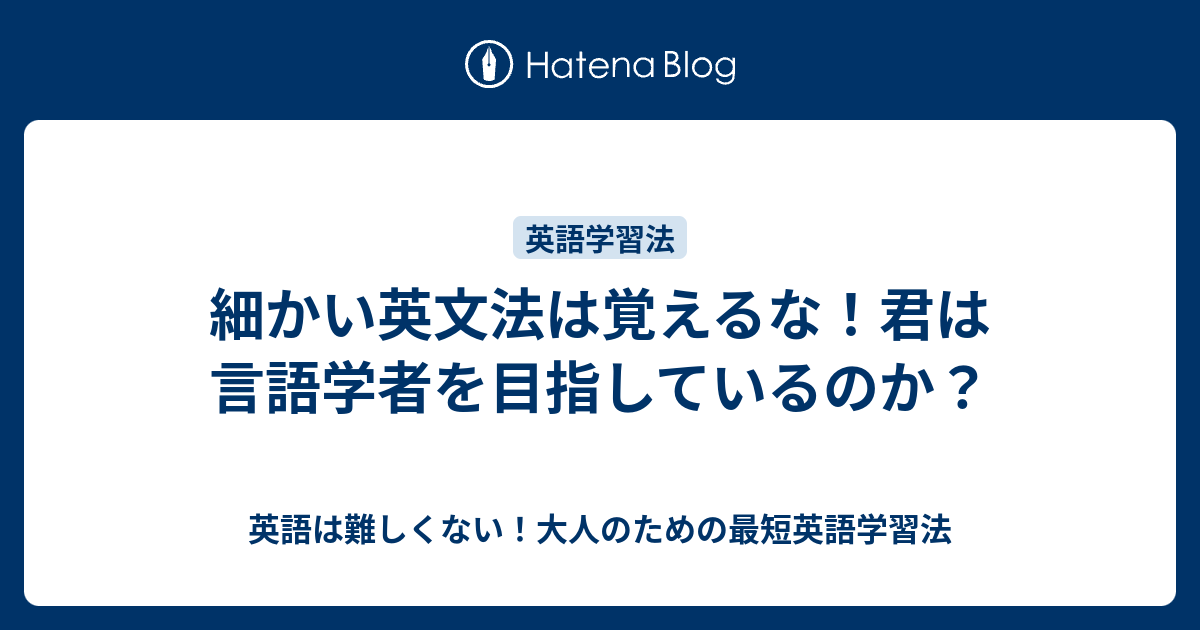 細かい英文法は覚えるな 君は言語学者を目指しているのか 英語は難しくない 大人のための最短英語学習法