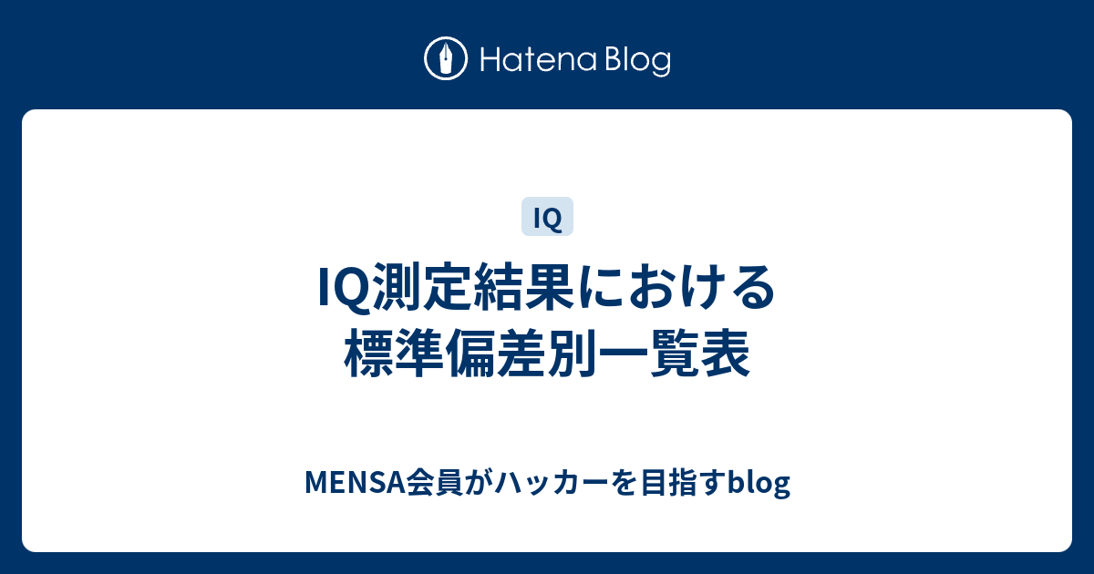 Iq測定結果における標準偏差別一覧表 Mensa会員がハッカーを目指すblog