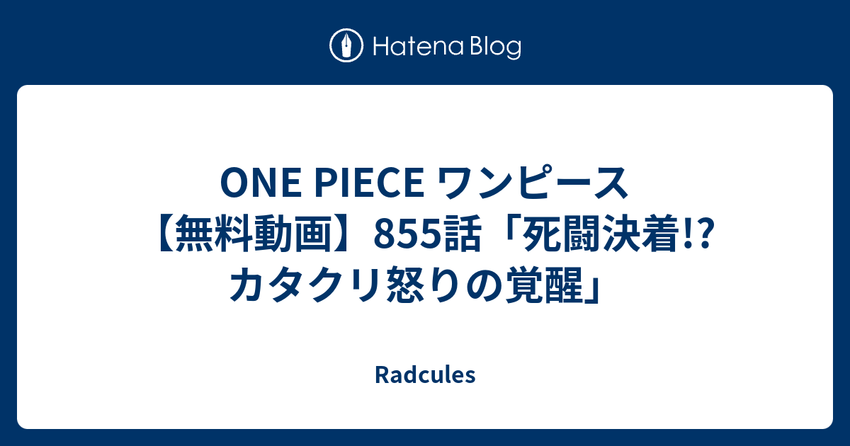 One Piece ワンピース 無料動画 855話 死闘決着 カタクリ怒りの覚醒 Radcules