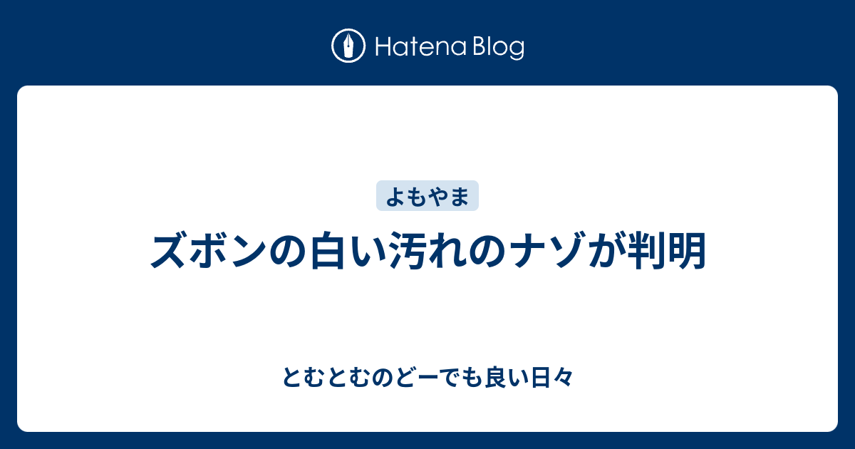 ズボンの白い汚れのナゾが判明 とむとむのどーでも良い日々