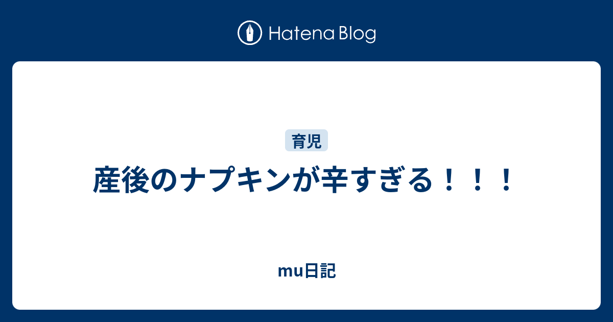 産後のナプキンが辛すぎる 不眠症muの1歳赤子育児ログ