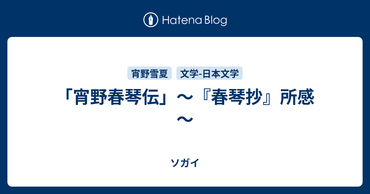 宵野春琴伝 春琴抄 所感 ソガイ