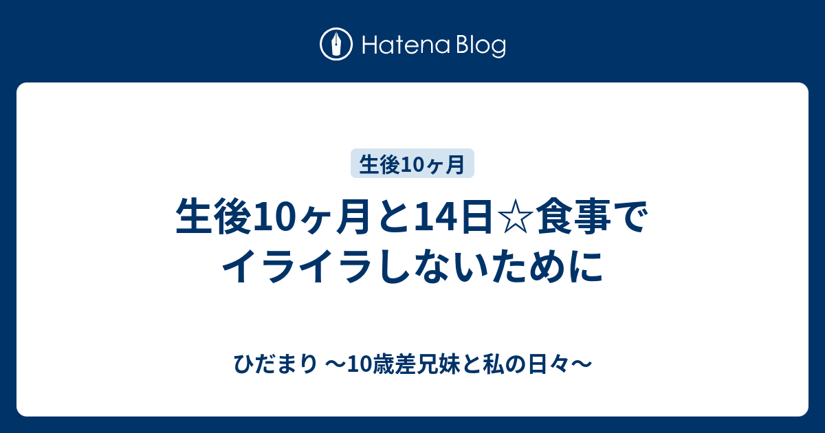 生後10ヶ月と14日 食事でイライラしないために ひだまり 10歳差兄妹と私の日々