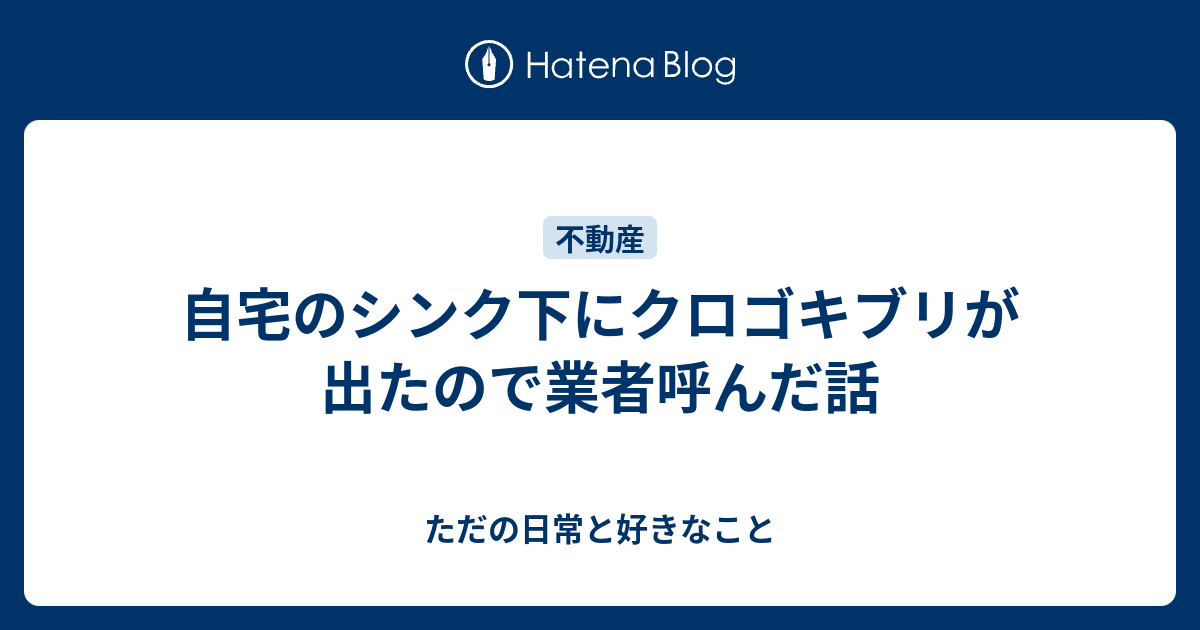 自宅のシンク下にクロゴキブリが出たので業者呼んだ話 ただの日常と好きなこと