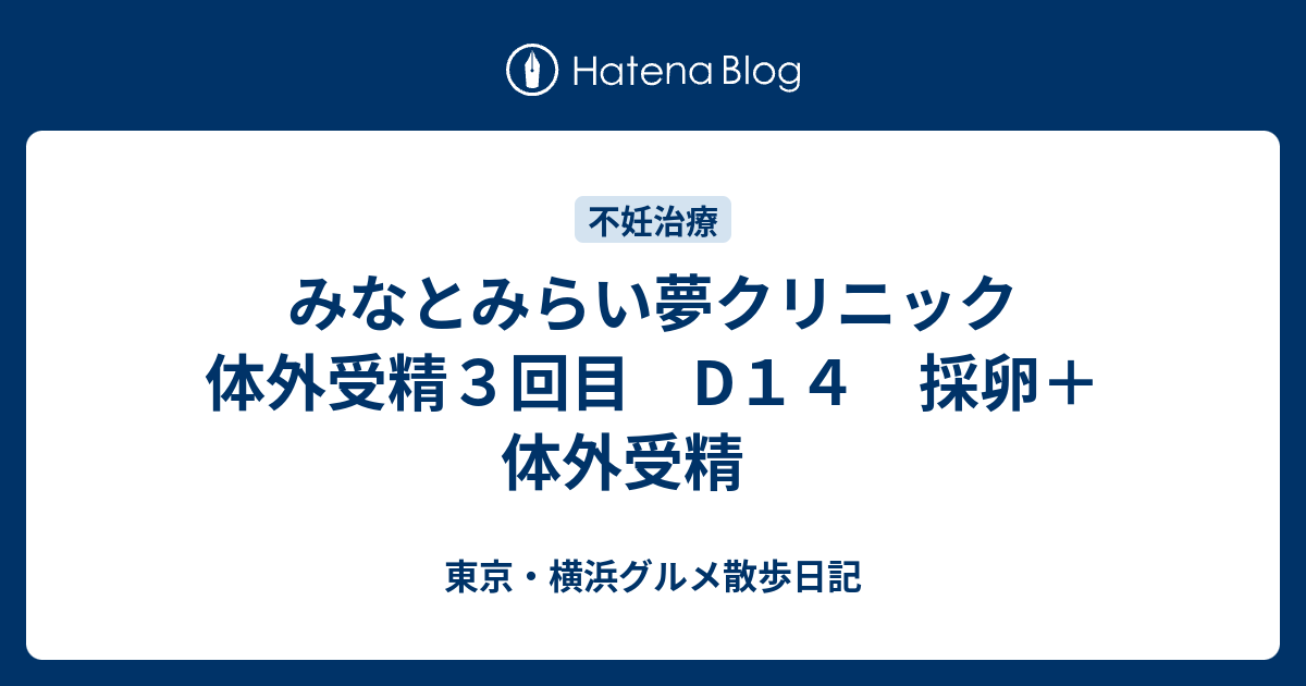 みなとみらい夢クリニック 体外受精３回目 D１４ 採卵 体外受精 東京 横浜グルメ散歩日記