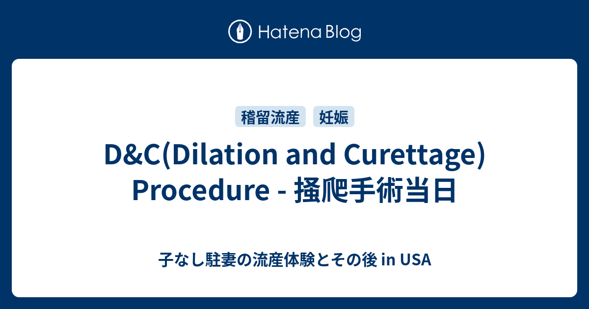 D C Dilation And Curettage Procedure 掻爬手術当日 子なし駐妻の流産体験とその後 In Usa