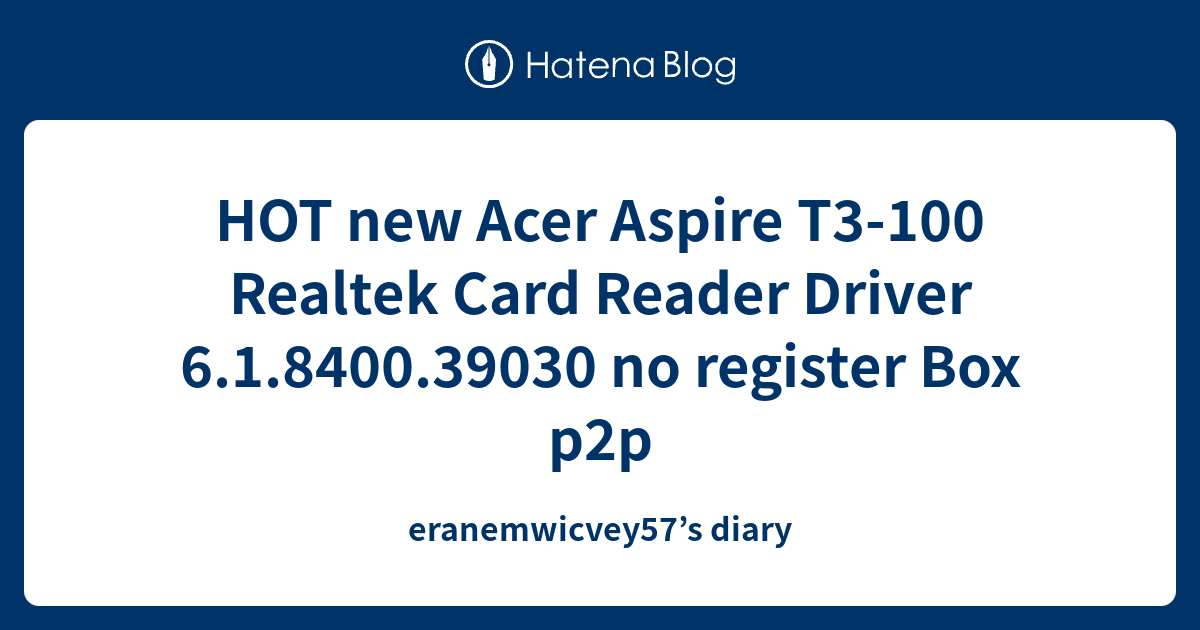 HOT new Acer Aspire T3100 Realtek Card Reader Driver 6.1.8400.39030 no