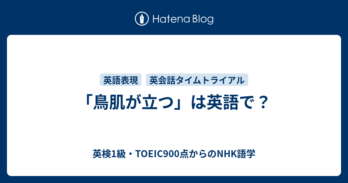 鳥肌が立つ は英語で 英検1級 Toeic900点からのnhk語学