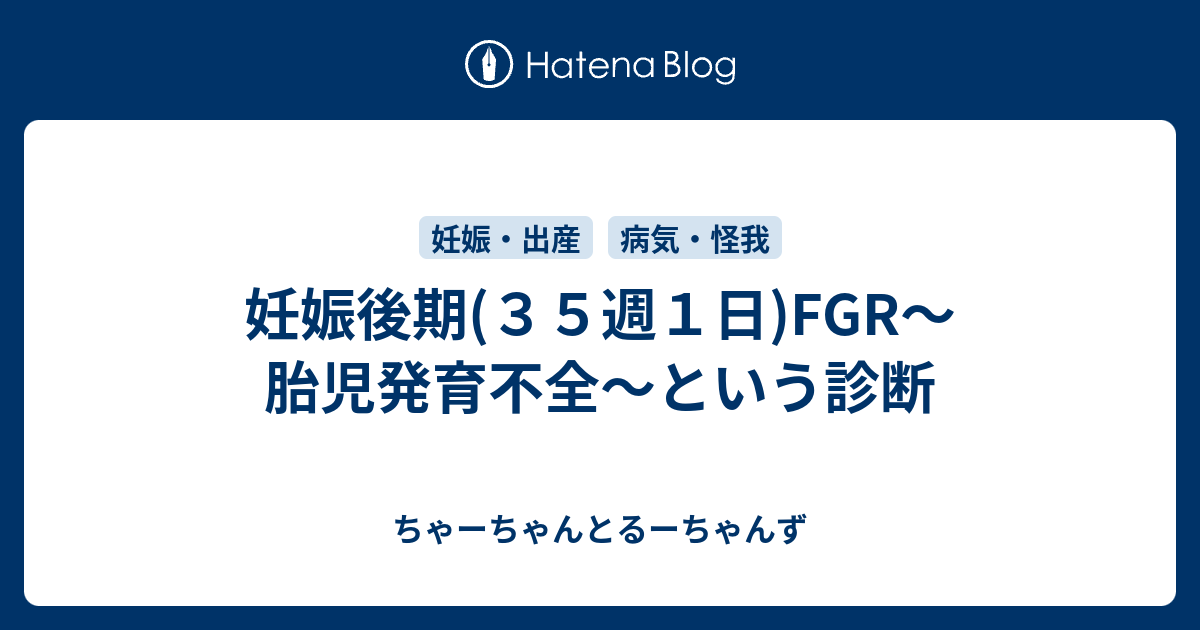 妊娠後期 ３５週１日 Fgr 胎児発育不全 という診断 ちゃーちゃんとるーちゃんず