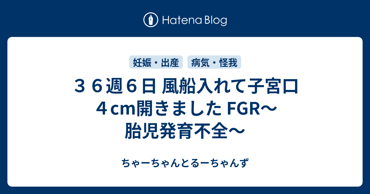 ３６週６日 風船入れて子宮口４cm開きました Fgr 胎児発育不全 ちゃーちゃんとるーちゃんず