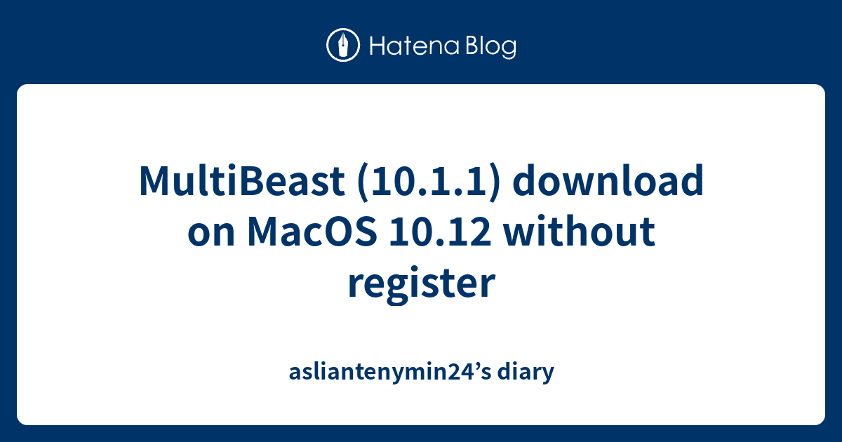 Multibeast El Capitan Download