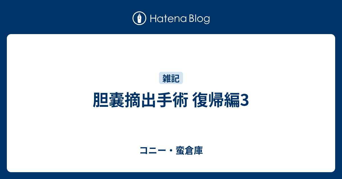 胆嚢摘出手術 復帰編3 コニー・蛮倉庫 日記