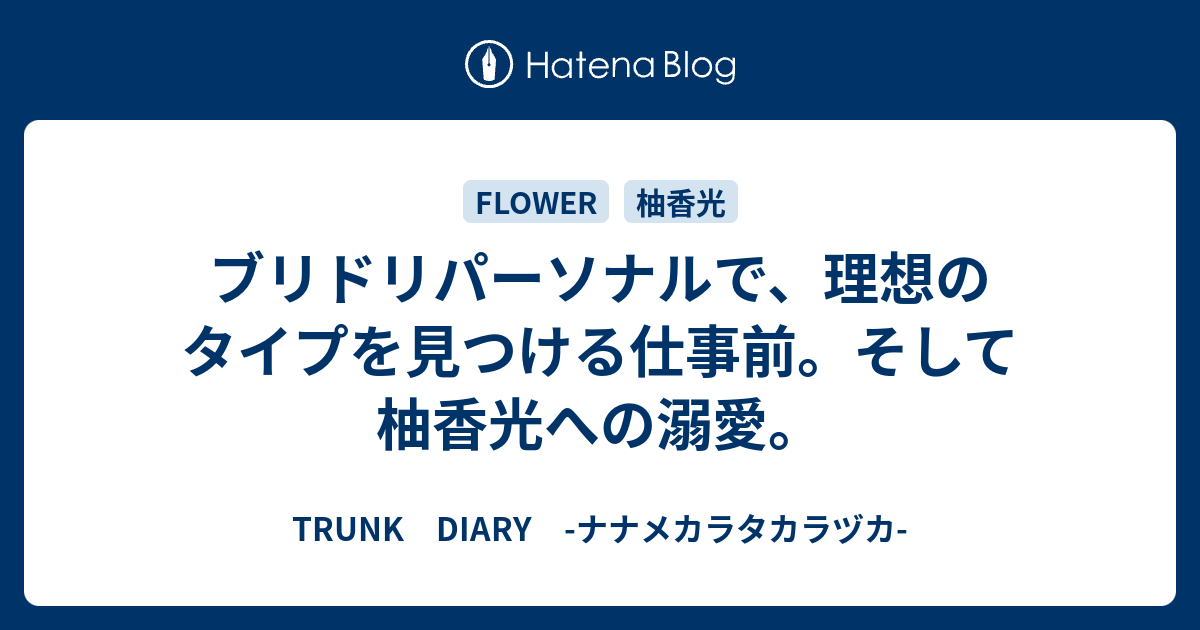 ブリドリパーソナルで 理想のタイプを見つける仕事前 そして柚香光への溺愛 Trunk Diary ナナメカラタカラヅカ