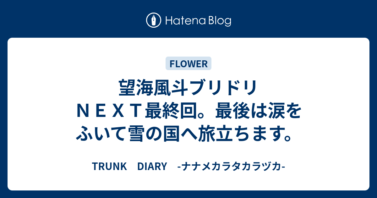 望海風斗ブリドリｎｅｘｔ最終回 最後は涙をふいて雪の国へ旅立ちます Trunk Diary ナナメカラタカラヅカ