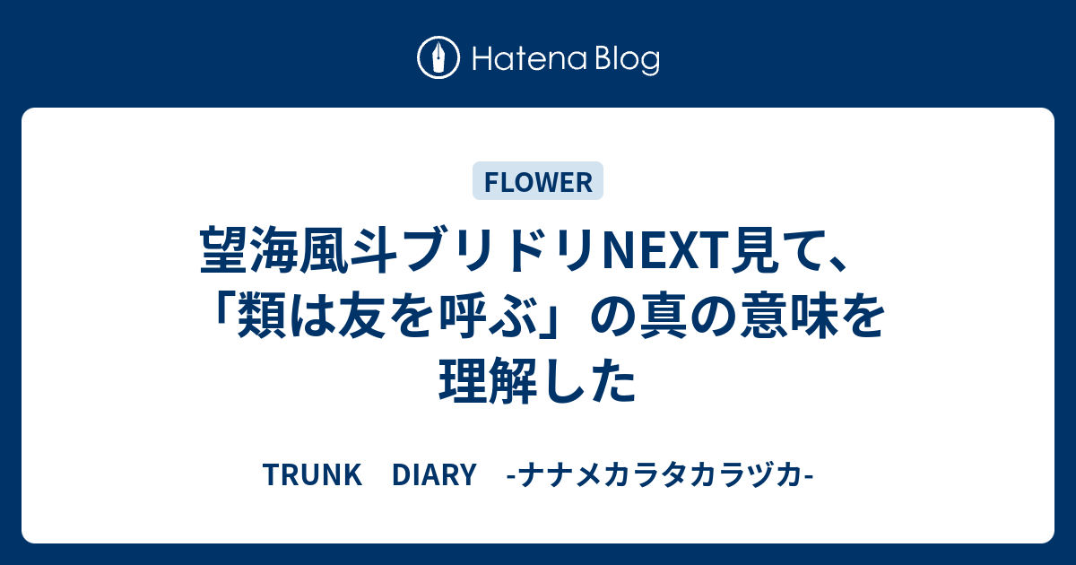 望海風斗ブリドリnext見て 類は友を呼ぶ の真の意味を理解した Trunk Diary ナナメカラタカラヅカ