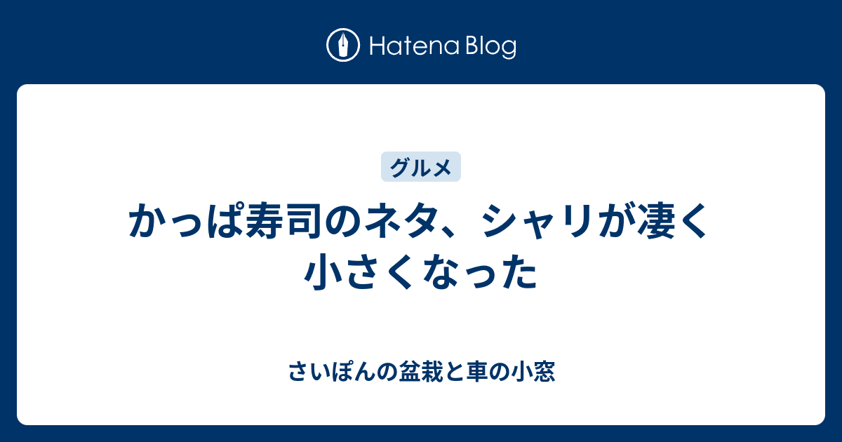 かっぱ寿司のネタ シャリが凄く小さくなった さいぽんの盆栽と車の小窓