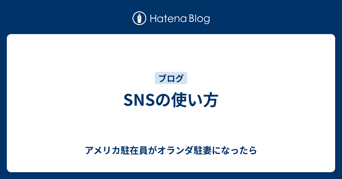 Snsの使い方 アメリカ駐在員がオランダ駐妻になったら