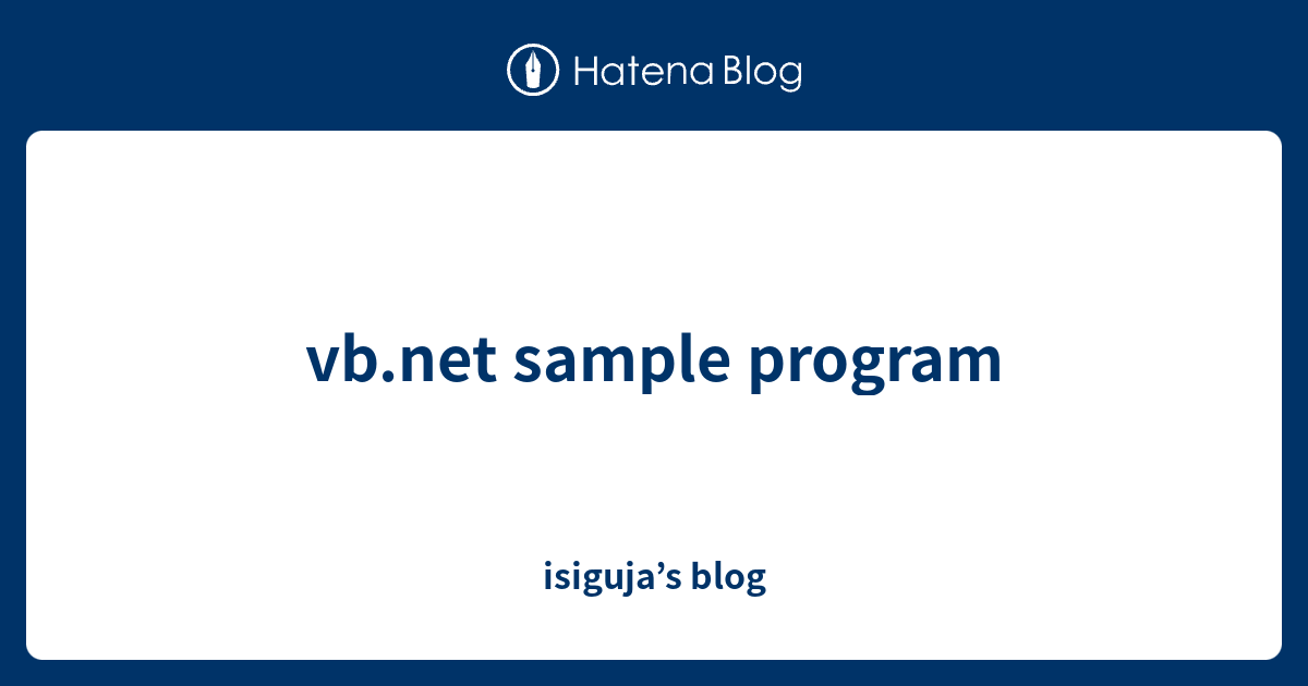 vb.net sample program - isiguja’s blog