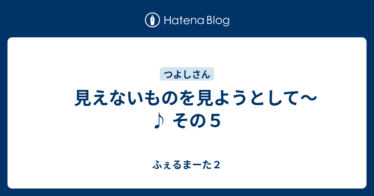 見えないものを見ようとして その５ ふぇるまーた２