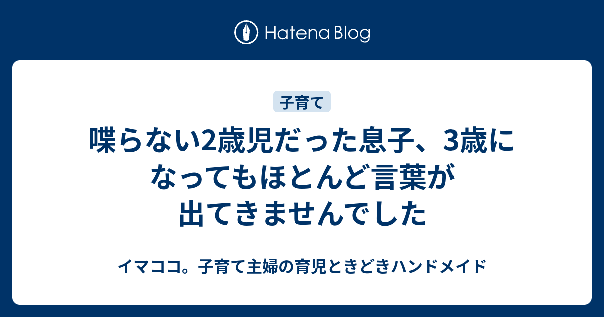 喋らない2歳児だった息子 3歳になってもほとんど言葉が出てきませんでした イマココ 子育て主婦の育児ときどきハンドメイド