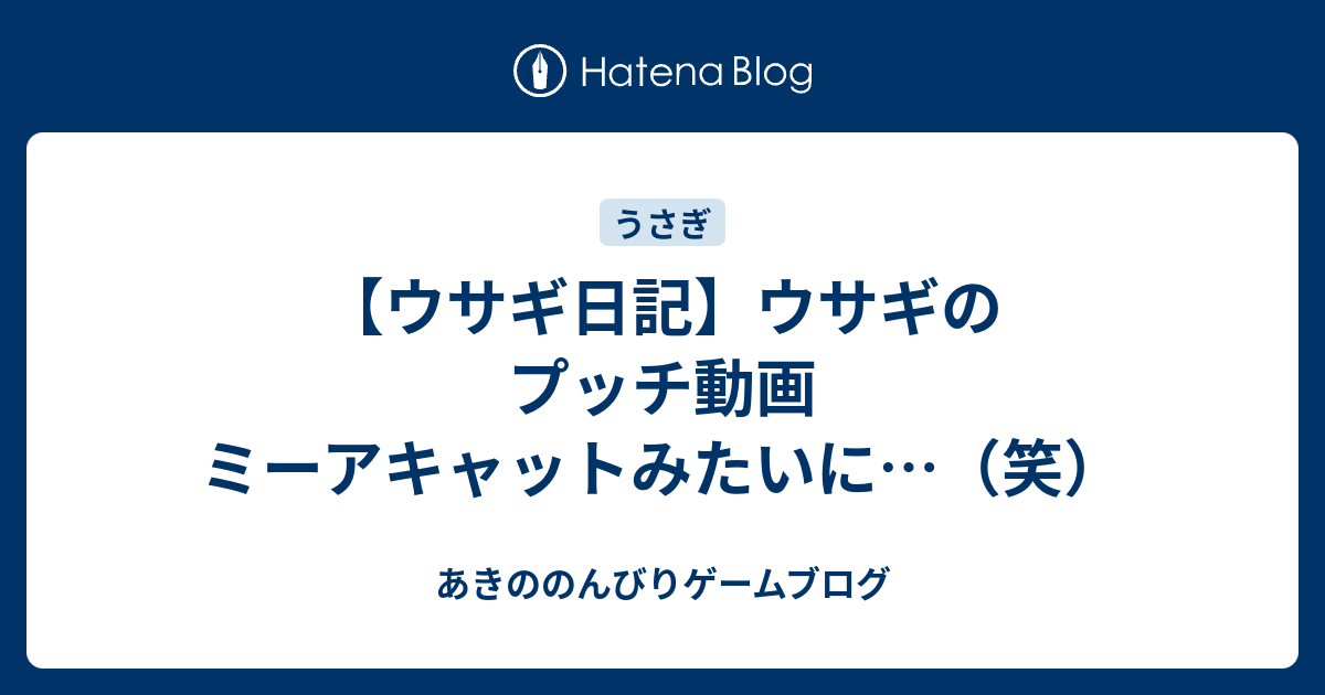 ウサギ日記 ウサギのプッチ動画 ミーアキャットみたいに 笑 あきののんびりゲームブログ