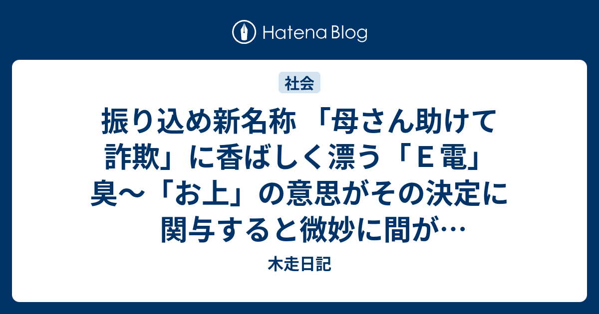 振り込め新名称 母さん助けて詐欺 に香ばしく漂う ｅ電 臭 お上 の意思がその決定に関与すると微妙に間が抜けてしまうネーミング事例 木走日記