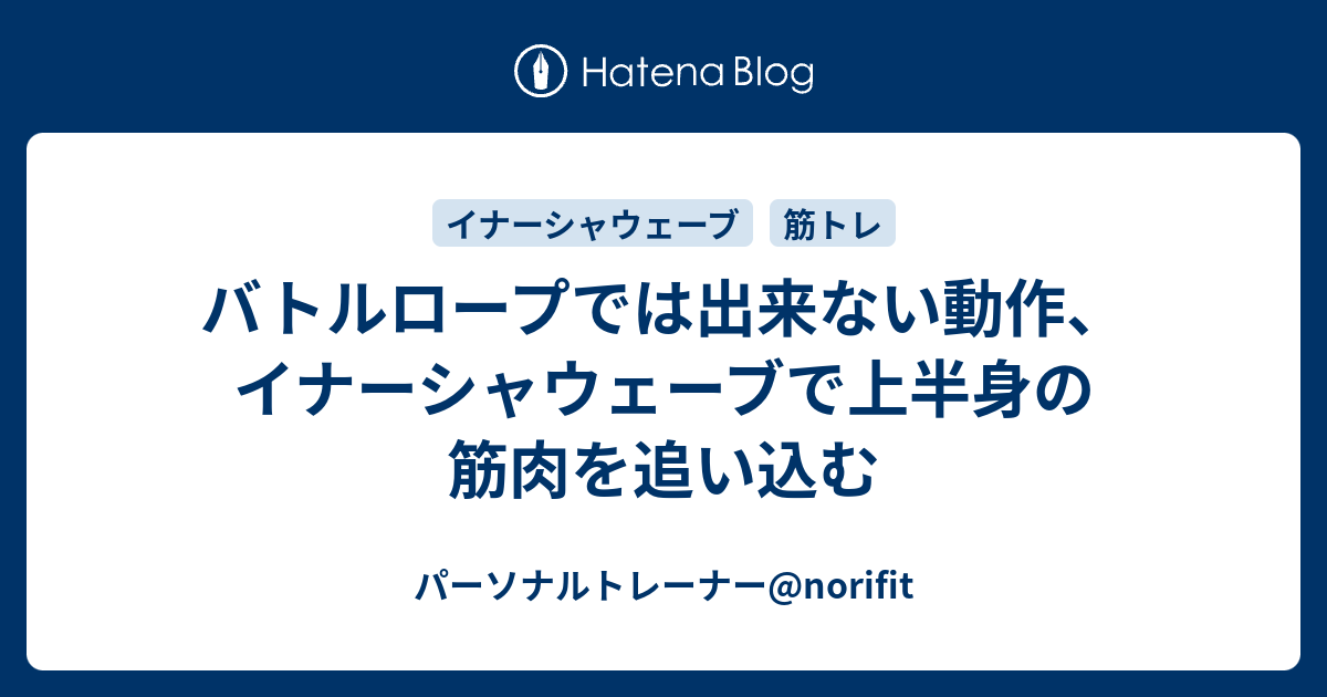 バトルロープでは出来ない動作、イナーシャウェーブで上半身の筋肉を追い込む - パーソナルトレーナー@norifit